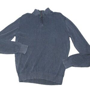 California Shirt Co. Men's Navy Blue Ribbed 1/4 Zip Pullover Size Medium